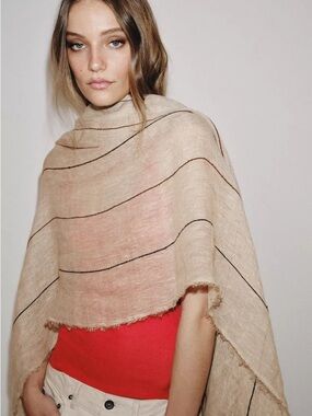 ❣️Price Firm❣️ ZARA 100% LINEN STRIPED SCARF